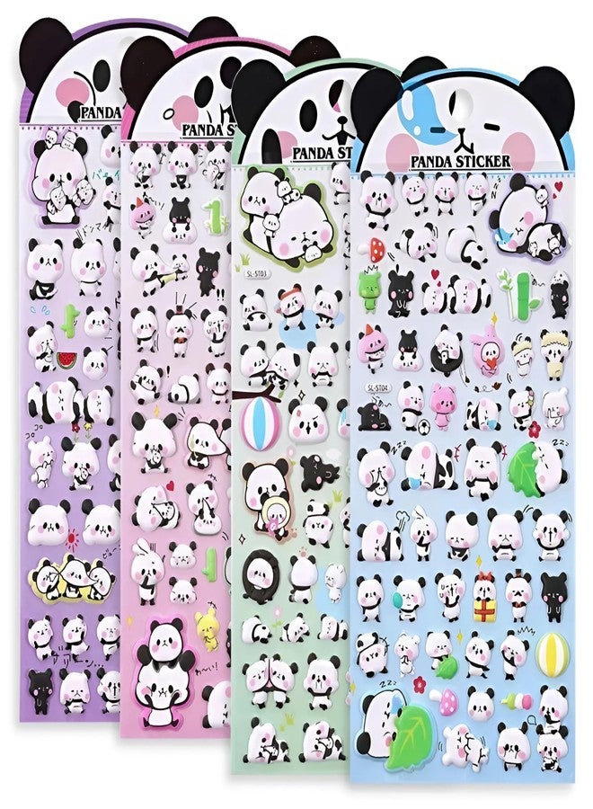 Touchcart Panda Stickers for Kids - 4 Sheet Set with 160+ Puffy 3D Foam Stickers, Multicolor Cute Animal Designs for Scrapbooking, Journaling, DIY Crafts, School & Gift Use - Image 1